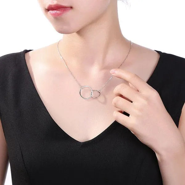 Interlocking Two Circles Necklace | Double Circle Necklace for Women | Eternity Circle Necklace | Mother Daughter Necklace | Couple Sister Necklace - Belbren
