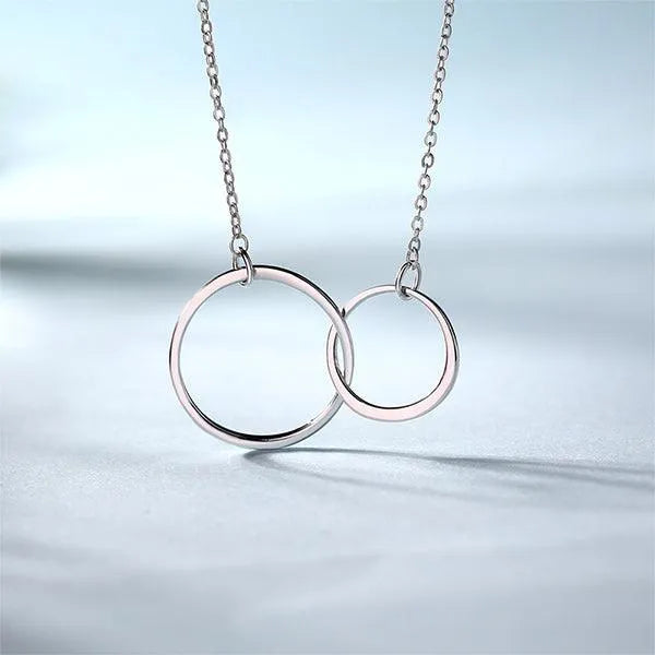 Interlocking Two Circles Necklace | Double Circle Necklace for Women | Eternity Circle Necklace | Mother Daughter Necklace | Couple Sister Necklace - Belbren