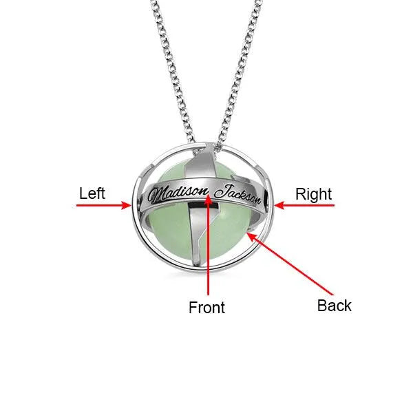 Luminous Stone Pendant Necklace and Ring - Personalized Sterling Silver Jewelry for Mother's Day Gift, Glowing Amulet for Hope and Love - Belbren