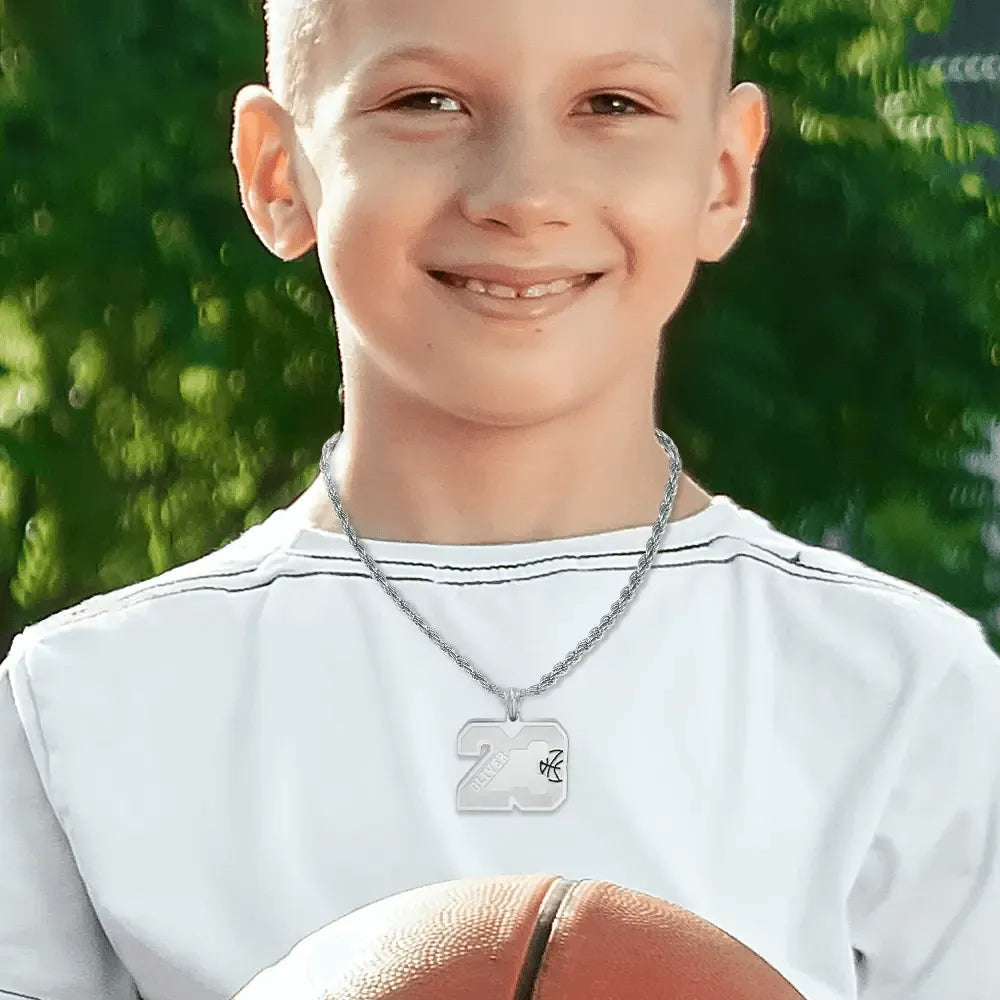 Custom Basketball Necklace - Personalized Jersey Number & Name - Stainless Steel Pendant - Sports Gift for Players and Fans - Belbren