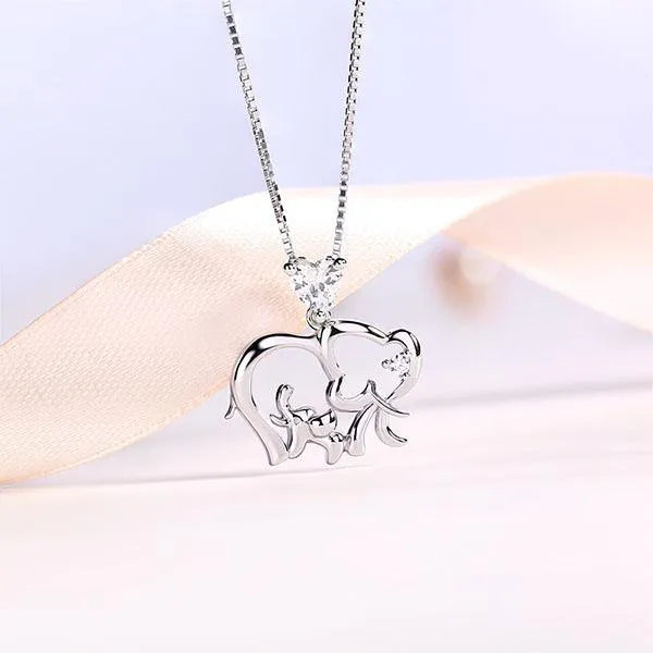 Personalized Birthstone Baby Elephant Necklace - 925 Sterling Silver Mother and Child Jewelry Gift for Mother's Day, Birthday, Anniversary - Belbren