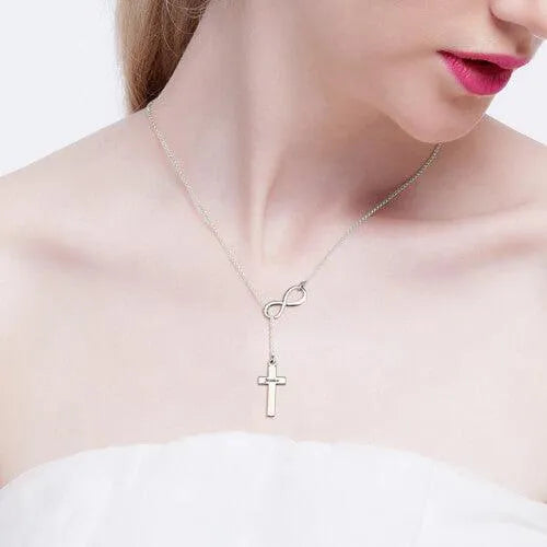Personalized Classy Infinity Cross Name Necklace Sterling Silver - Belbren