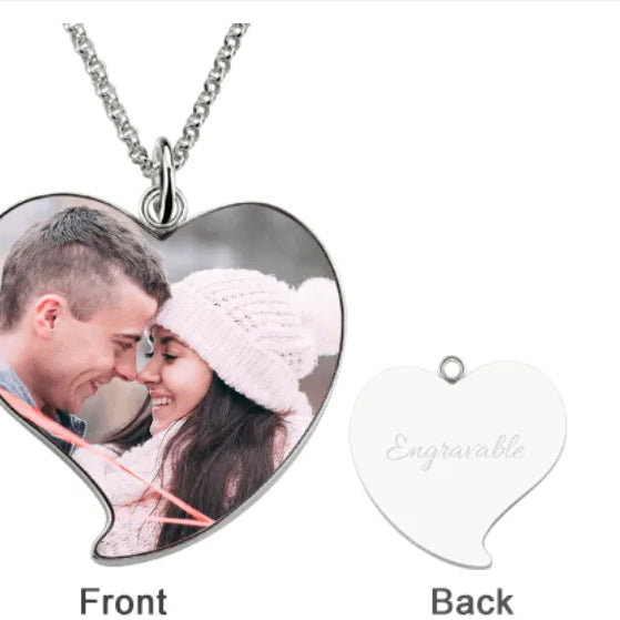 Personalized Engraved Heart Photo Necklace for Mom & Daughter - Custom Sterling Silver Gift Keepsake - Belbren