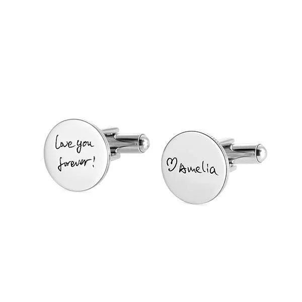 Personalized Handwriting Cufflinks - Custom Engraved Stainless Steel with Name & Date Options - Belbren