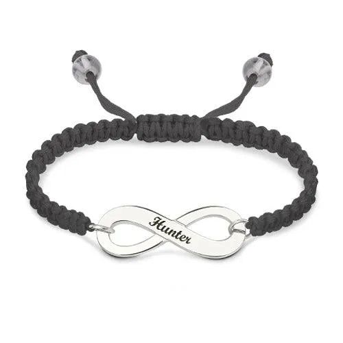 Personalized Infinity Bracelet - Engraved Symbol, Custom Cord Colors & Metal Options - Belbren