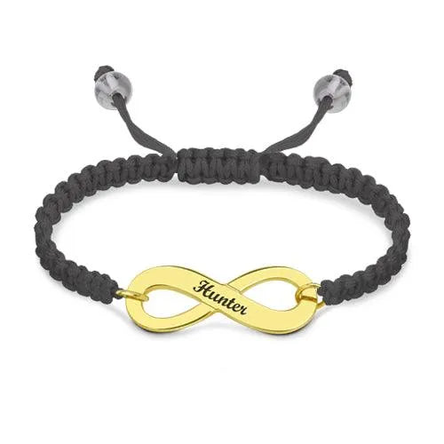 Personalized Infinity Bracelet - Engraved Symbol, Custom Cord Colors & Metal Options - Belbren