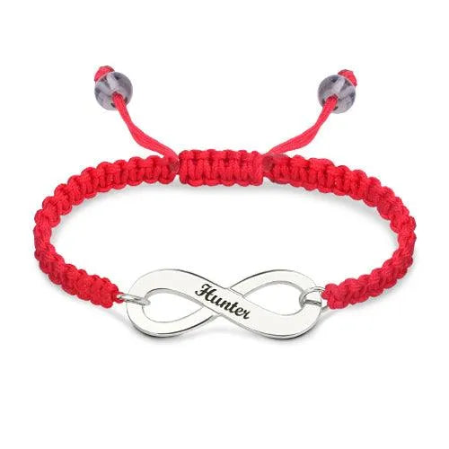 Personalized Infinity Bracelet - Engraved Symbol, Custom Cord Colors & Metal Options - Belbren