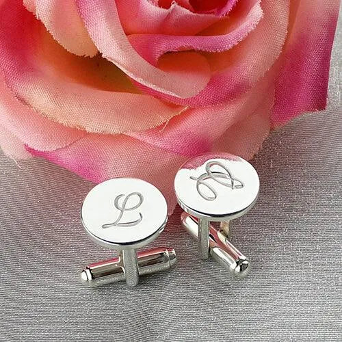 Personalized Initial Cufflinks in Sterling Silver, Stainless Steel, Platinum Plated, or 18K Gold - Monogram Custom Gifts - Belbren