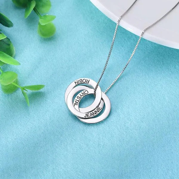 Personalized Interlocking Circle Necklace - Custom Engraved Name Pendant for Couples & Family - Ideal Mother's Day Gift - Belbren