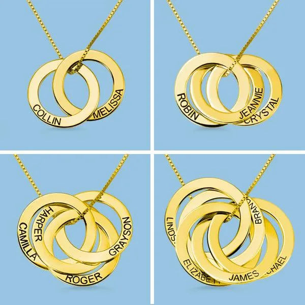 Personalized Interlocking Circle Necklace - Custom Engraved Name Pendant for Couples & Family - Ideal Mother's Day Gift - Belbren