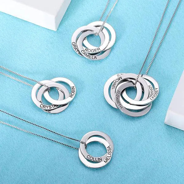 Personalized Interlocking Circle Necklace - Custom Engraved Name Pendant for Couples & Family - Ideal Mother's Day Gift - Belbren