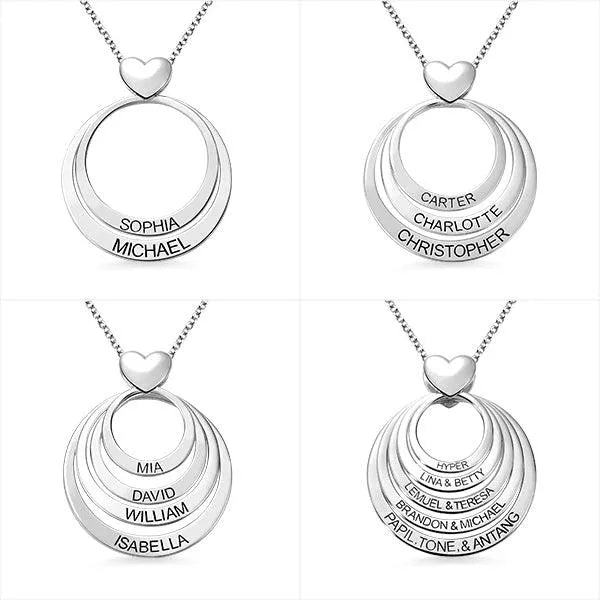 Personalized Jewelry Family Gifts for Mom | Name Engraved Heart Necklace | Family Name Necklace - Belbren