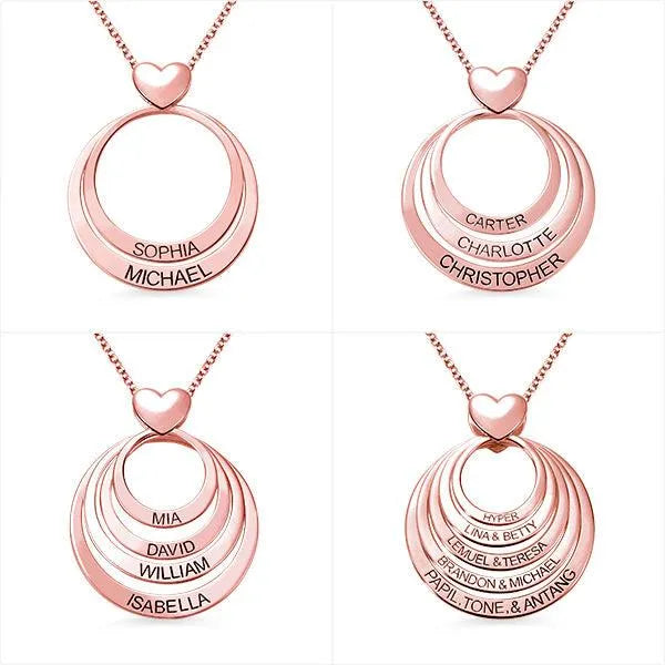 Personalized Jewelry Family Gifts for Mom | Name Engraved Heart Necklace | Family Name Necklace - Belbren