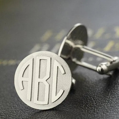 Personalized Men's Block Initials Monogram Cufflinks - Stainless, Gold & Silver - Belbren