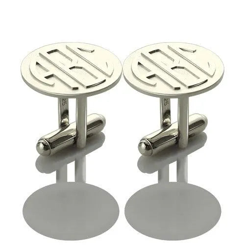 Personalized Men's Block Initials Monogram Cufflinks - Stainless, Gold & Silver - Belbren