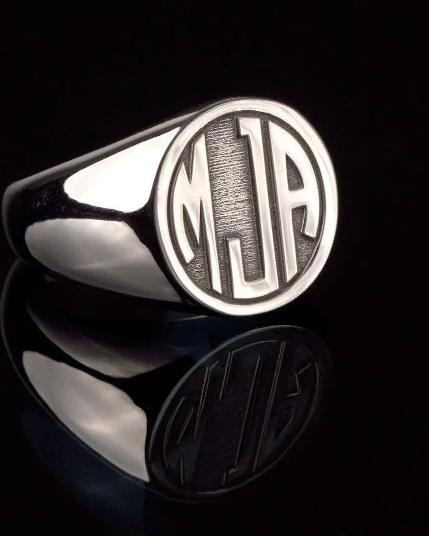 Personalized Monogram Signet Ring - Custom Initials Engraved, Sterling Silver/Gold/Rose Gold - Perfect Gift for Birthdays, Anniversaries - Belbren