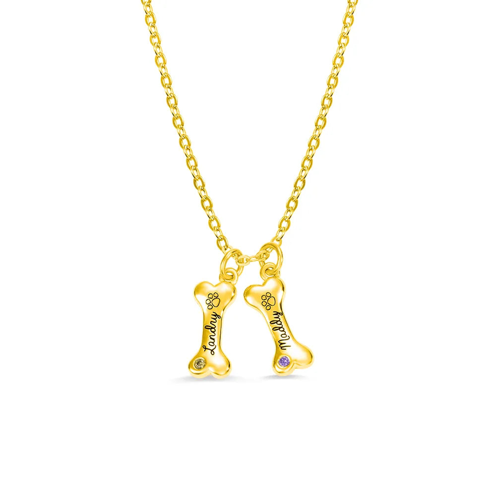 Personalized Name Dog Bone Necklace | Pet Paw Name Necklace | Custom Memorial Dog Bone Jewerly | Dog Lovers Gift - Belbren
