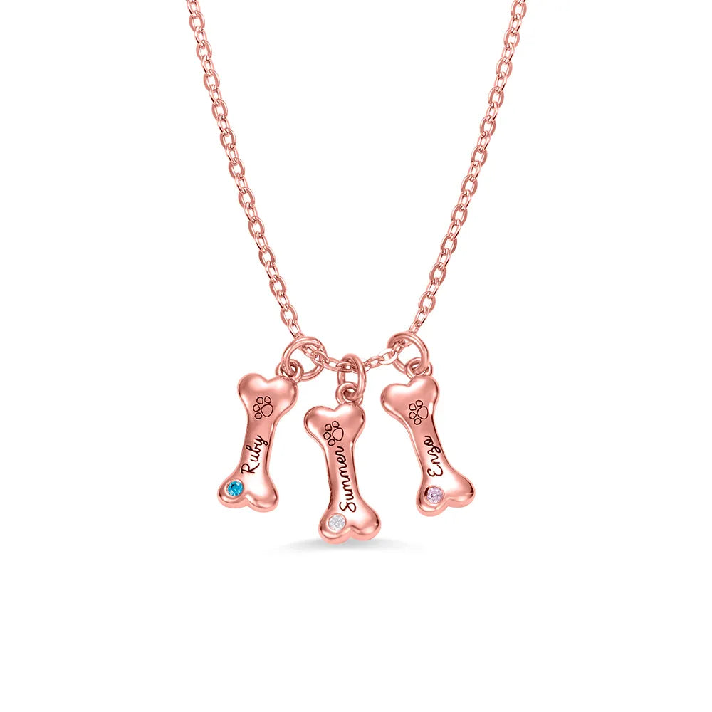 Personalized Name Dog Bone Necklace | Pet Paw Name Necklace | Custom Memorial Dog Bone Jewerly | Dog Lovers Gift - Belbren