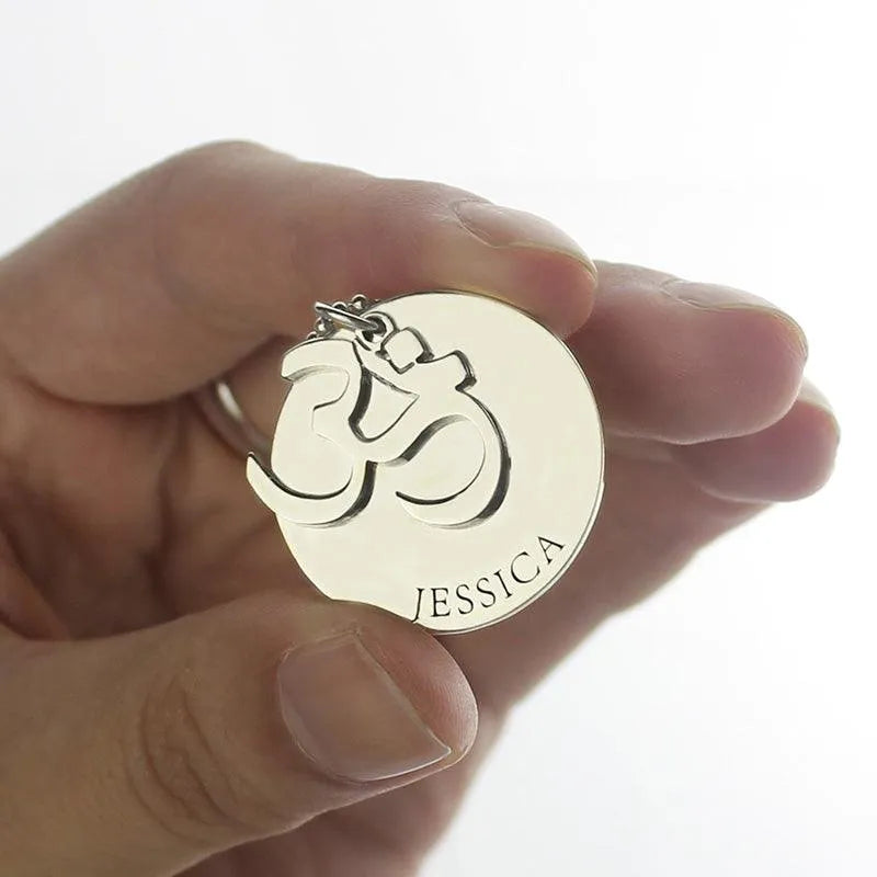 Personalized Om Disc Yoga Name Necklace Sterling Silver - Belbren