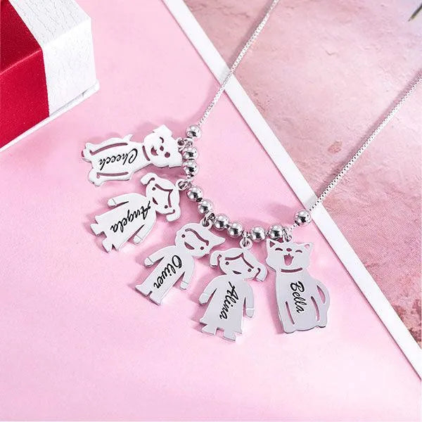Personalized Pet Necklace with Custom Engraved Charms for Dog and Cat Lovers - Sterling Silver, Gold, Rose Gold Options - Belbren