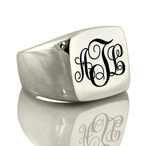 Personalized Signet Ring Sterling Silver with Monogram - Belbren