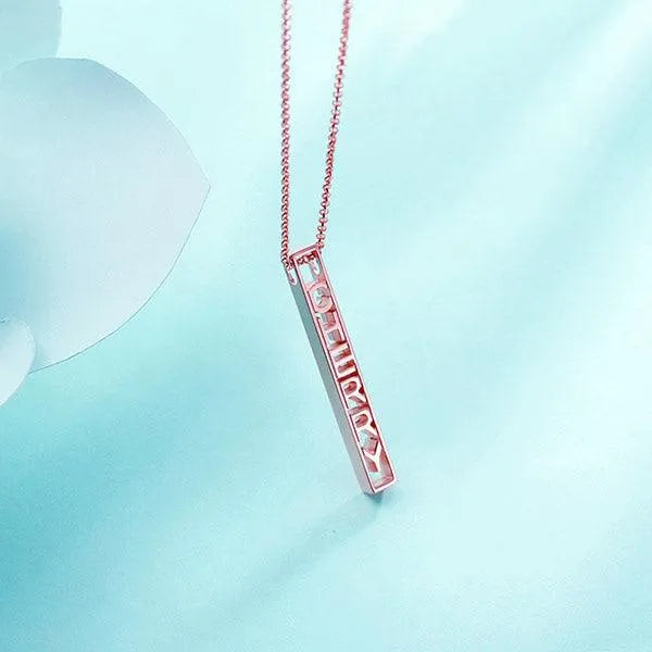 Personalized Special 3D Bar Necklace In Sterling Silver - Belbren