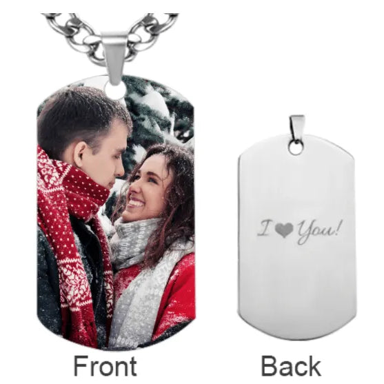 Personalized Stainless Steel Photo Dog Tag Necklace - Belbren
