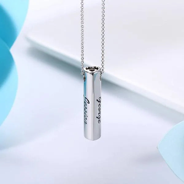 Personalized Sterling Silver Bar Necklace Set for Couples - Custom Engraved Pendant - Elegant Gift for Loved Ones - Belbren