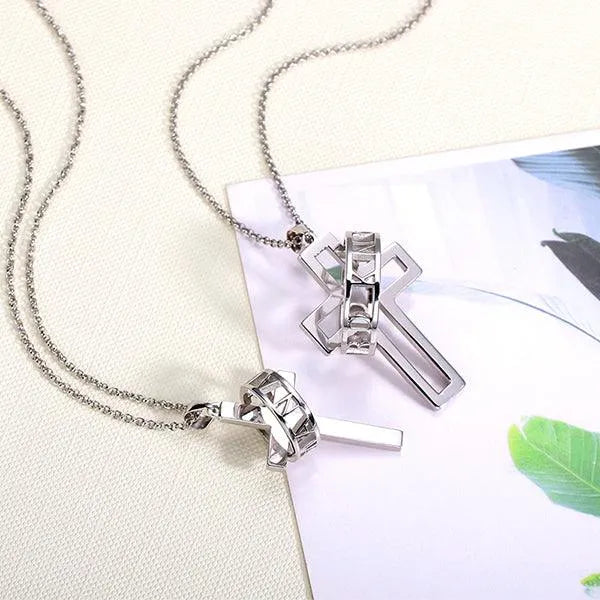 Personalized Sterling Silver Cross Necklace for Couples - Faith and Love Christian Jewelry Gift for Her - Belbren