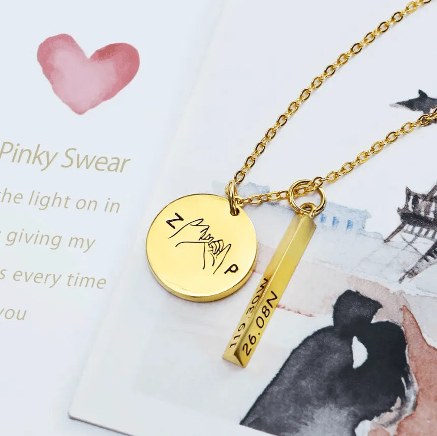 Pinky Promise Necklace | Pinky Swear | Hand Gesture Necklace | Sister, Best Friends Necklace | Mother Daughter Hand Gestures Pinky Necklace - Belbren