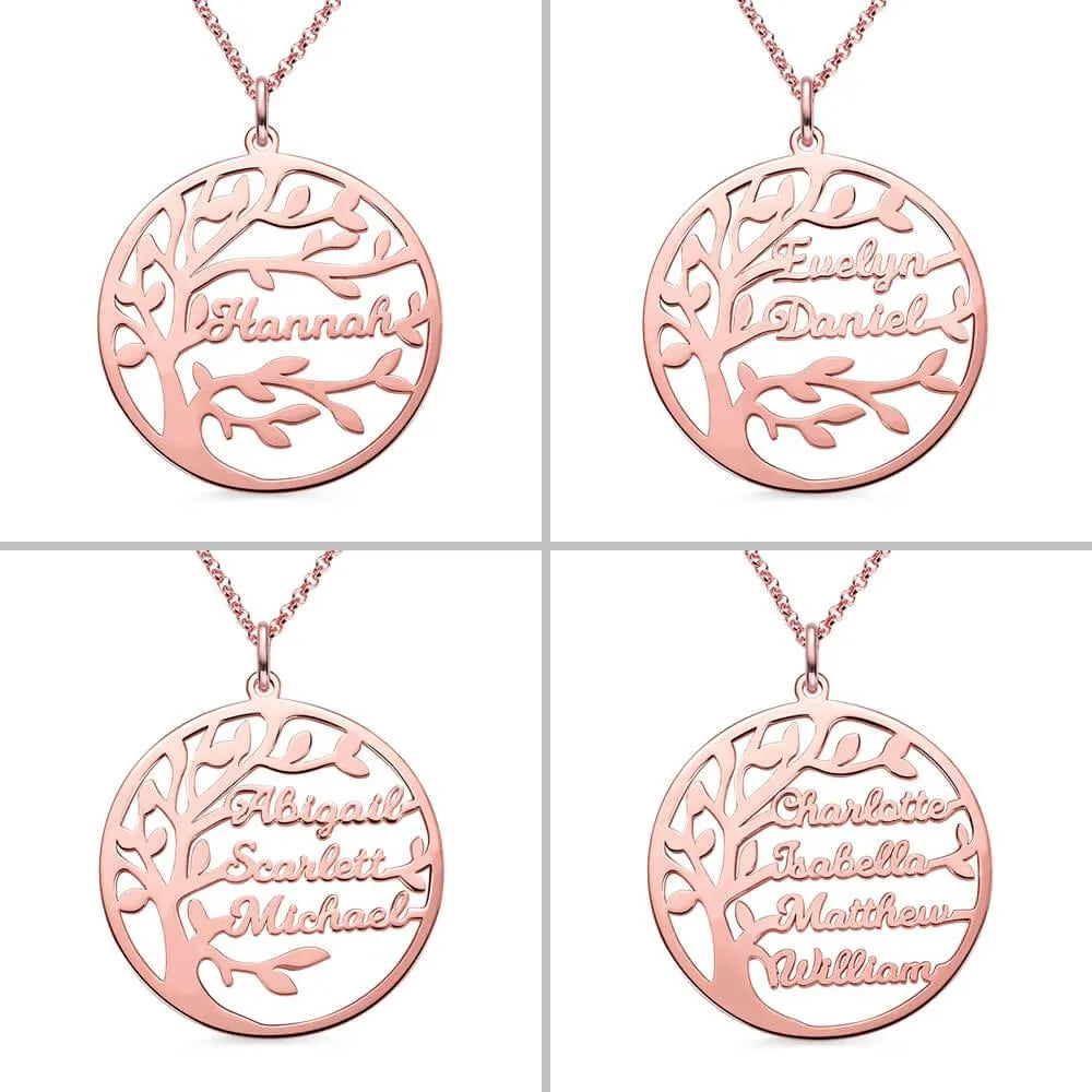 Sterling Silver Custom Family Tree Necklace - Personalized Name Pendant - Perfect Mother's Day Gift - Belbren