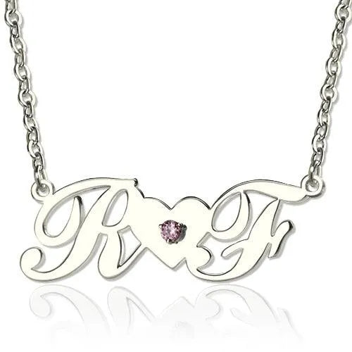 Sterling Silver Double Initials Necklace - Belbren