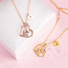 Gold and rose gold unicorn initial charm necklaces for girls