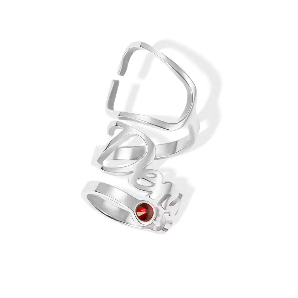 Platinum finish personalized stethoscope name tag with birthstone