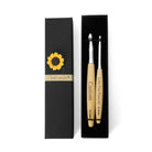 Two personalized crochet hooks presented in black gift box