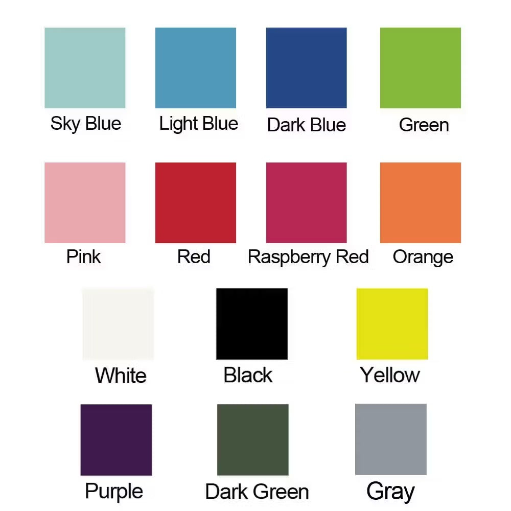 Personalized dog tennis ball holder colour chart with available colour choices