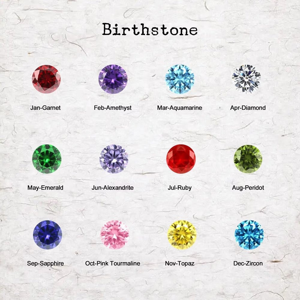 Birthstone color options by month for personalized stethoscope name tags
