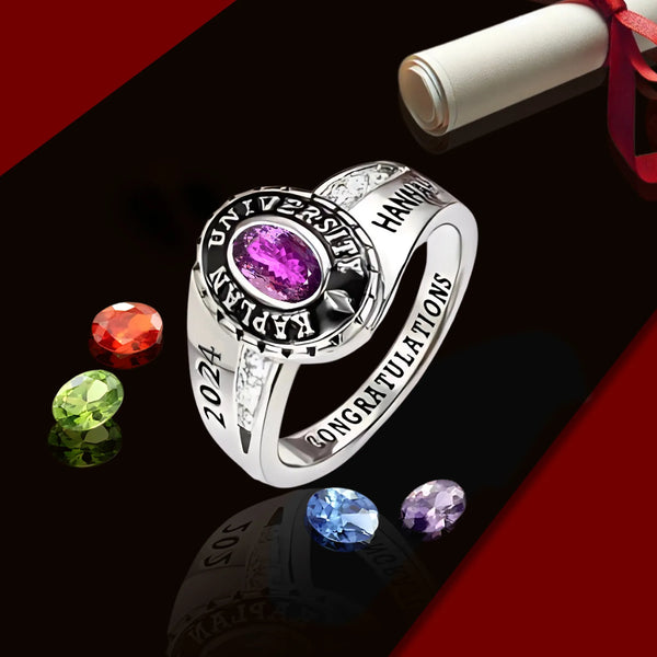 Custom Birthstone Graduation Ring | Personalized Class Ring