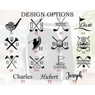 Golf embroidery design and monogram options for personalized golf shoe bag