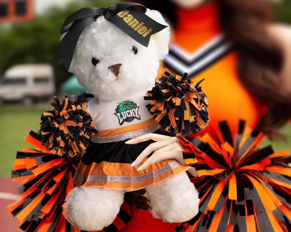 Custom Cheerleader Teddy Bear | Personalized Spirit Plush with Pom-Poms & Name Bow | Cheer Squad Gift for Girls, Teams & Coaches - Belbren