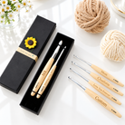 Personalized crochet hooks with black sunflower gift box