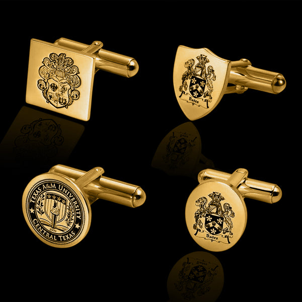 Custom Family Crest Cufflinks for Men – Engraved Logo, Monogram, or Initial | Personalized Gift for Wedding & Groomsmen