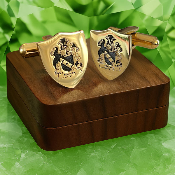 Custom Family Crest Cufflinks for Men | Engraved Coat of Arms or Logo Gift