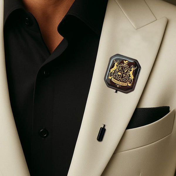 Custom Family Crest Lapel Pin | Personalized Coat of Arms, Logo, or Emblem Badge | Groom Wedding Gift for Men