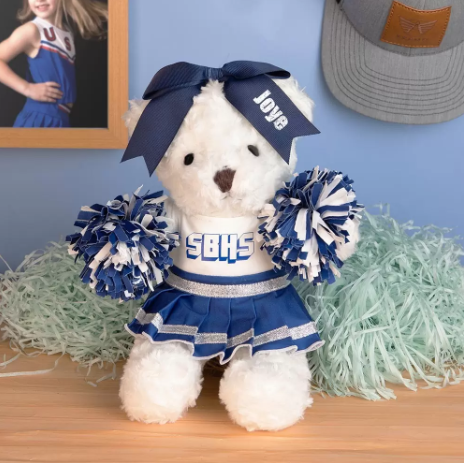 Custom Cheerleader Teddy Bear | Personalized Spirit Plush with Pom-Poms & Name Bow | Cheer Squad Gift for Girls, Teams & Coaches - Belbren