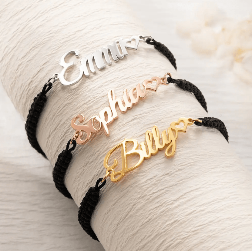 Custom Name Promise Bracelets, Set of 2, Personalized Braided Matching Bracelets, Adjustable Couple Bracelets with Magnetic Attraction