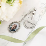 Wedding Bouquet Photo Charm | Memorial Family Photo Charm | Silver Antique Single Double Triple Wedding Bouquet Photo with Personalised Quote