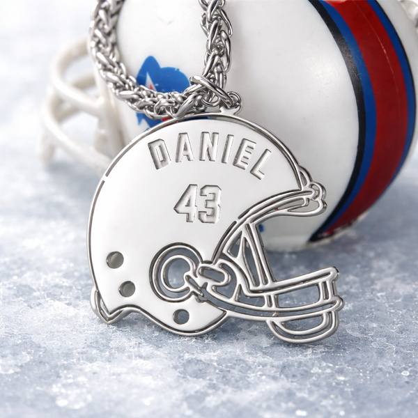 Custom American Football Name & Number Necklace for Players Fans