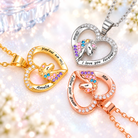 Personalized unicorn heart necklaces in gold, silver and rose gold finishes