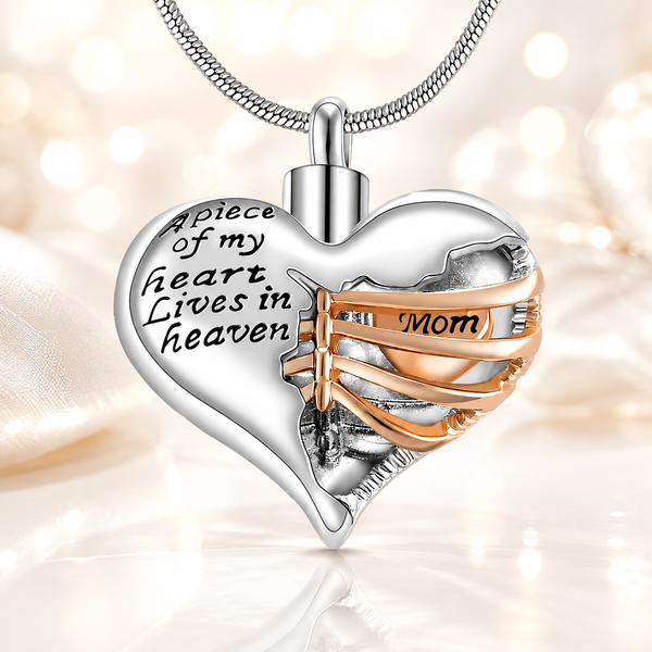 Personalized Custom Ribbed Heart Urn Necklace